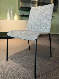 4er Set Stuhl Liz 1302 Stoff Tao 7730 Moonlight 26 Grau Gestell Schwarz Matt Pulverbeschichtet