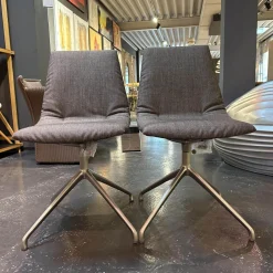 2-er Set Stuhl Lui Stoff Canvas 154 Drehgestell Edelstahl Finish