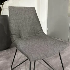 6er Set Stuhl Lui Und Grand Lui Bezug Stoff Canvas 154 Grau Außen Leder Origon Schwarz 70240 Drahtgestell Schwarz Matt Pulverbeschichtet