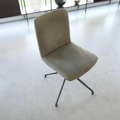 4er Set Stuhl Materia Soft Leder Nabuk Nubuk 104 Salvia Grau Aluminiumgestell Base Irondust Schwarz Drehbar