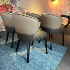 4er Set Stuhl Morton 22194 Leder Toro Taube Braun Grau Füße Esche Schwarz Lackiert