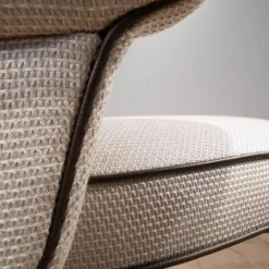 4er Set Stuhl Morton Stoff Majestic River Beige Keder Mocca Braun Fuß Nussbaum