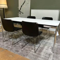 4er Set Stuhl Neil Leather And Stool Sattelleder Schwarz Gestell Chrom Schwarz