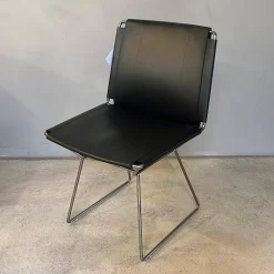 4er Set Stuhl Neil Leather And Stool Sattelleder Schwarz Gestell Chrom Schwarz