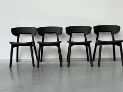 4er Set Stuhl Nonoto Comfort Bezug Leder Reinhardt Jepard Black Schwarz Gestell Eiche Gebeizt Graphite Schwarz