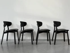 4er Set Stuhl Nonoto Comfort Bezug Leder Reinhardt Jepard Black Schwarz Gestell Eiche Gebeizt Graphite Schwarz