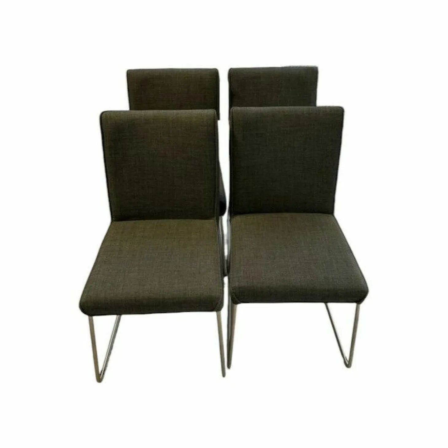 4er Set Stuhl Now Dining S21 Flachgewebe Anthrazit Metallgestell Kufen Chrom