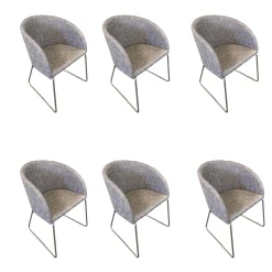 6er Set Stuhl Now Dining S19 1 Strukturstoff S010 Taupe Grau Kufen Metall Chrom GlÀnzend