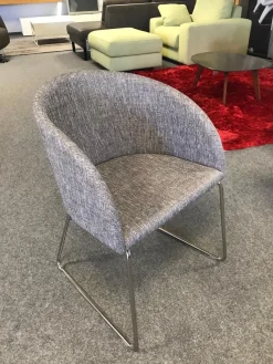 6er Set Stuhl Now Dining S19 1 Strukturstoff S010 Taupe Grau Kufen Metall Chrom Glänzend