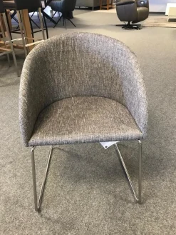 6er Set Stuhl Now Dining S19 1 Strukturstoff S010 Taupe Grau Kufen Metall Chrom Glänzend