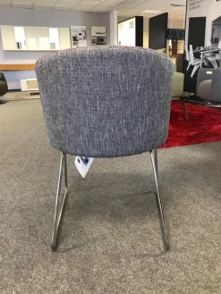 6er Set Stuhl Now Dining S19 1 Strukturstoff S010 Taupe Grau Kufen Metall Chrom Glänzend