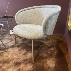 2er Set Stuhl Ona Cocktail Stoff Sahco Safire 0004 Grau Gestell Stahl Messing Grau