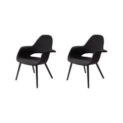 2er Set Stuhl Organic Chair Bezug Stoff Cosy Schwarz Gestell Esche Schwarz Mit Filzgleitern