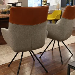 2er Set Stuhl Orlando Leder Polo 10 93 Braun Und Stoff Miuna 75 Grau Gestell Metall Schwarz