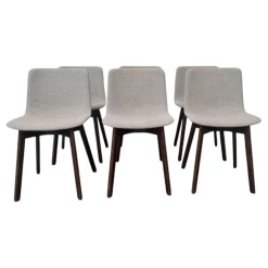 6er Set Stuhl Pato Stoff Kvadrat Clay 0012 Grau Gestell GerÀucherte Eiche Gebeizt Und Lackiert Mit Gleitern