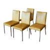 4er Set Stuhl Penthouse Leder Gelb Gestell Silber