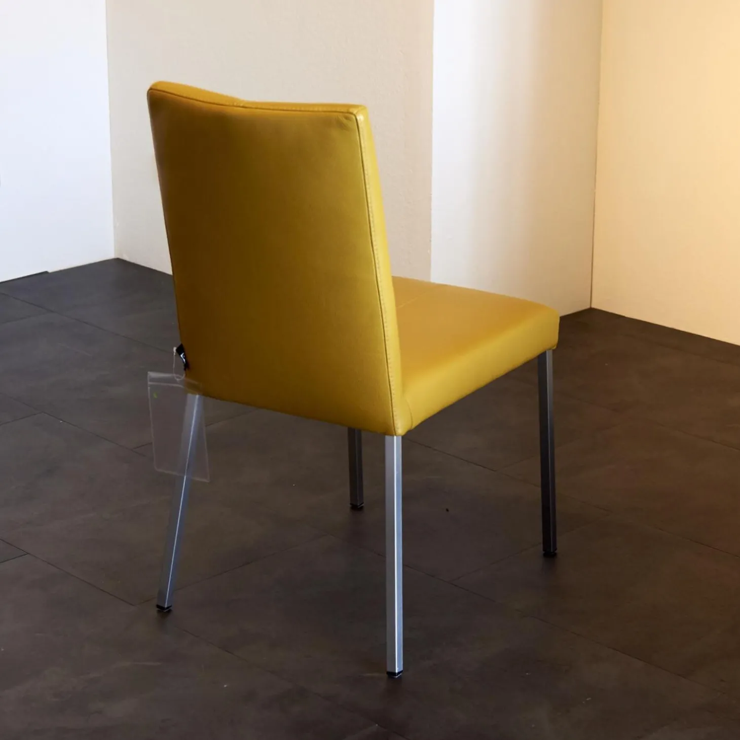 4er Set Stuhl Penthouse Leder Gelb Gestell Silber