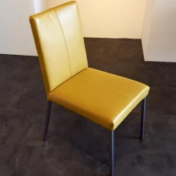 4er Set Stuhl Penthouse Leder Gelb Gestell Silber