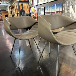 4-er Set Stuhl Perillo Leder Royal Reed Vierfußgestell Aluminium