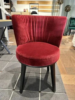 2er Set Stuhl Polo Cocktail Stoff Emilia BW1762 B Rot Holzgestell Massiv Esche Schwarz Gebeizt