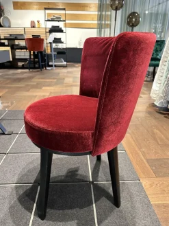 2er Set Stuhl Polo Cocktail Stoff Emilia BW1762 B Rot Holzgestell Massiv Esche Schwarz Gebeizt