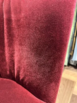 2er Set Stuhl Polo Cocktail Stoff Emilia BW1762 B Rot Holzgestell Massiv Esche Schwarz Gebeizt