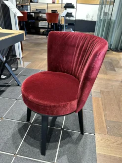 2er Set Stuhl Polo Cocktail Stoff Emilia BW1762 B Rot Holzgestell Massiv Esche Schwarz Gebeizt