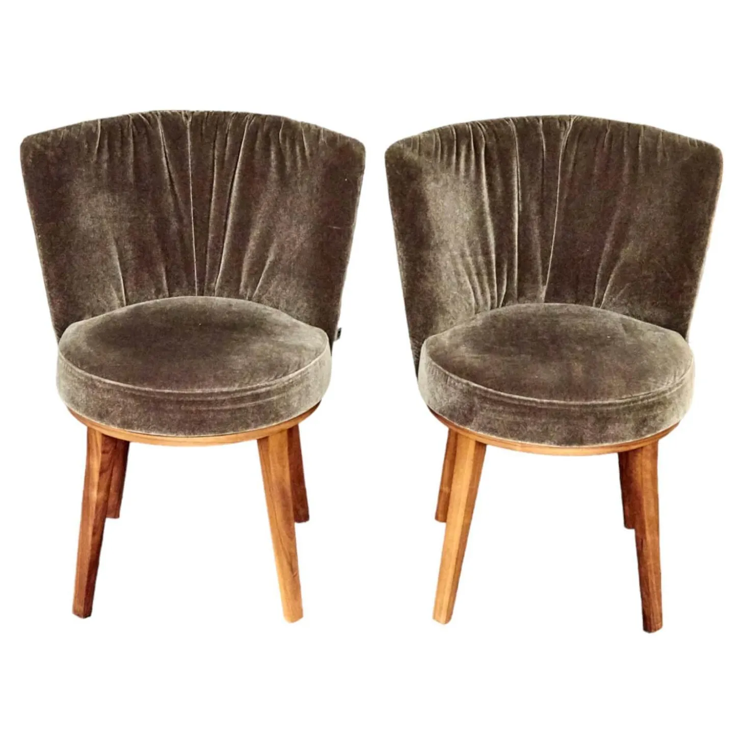 2er Set Stuhl Polo Cocktail Stoff Emilia B-121 Untergestell Nussbaum Geölt Mit Drehfunktion Und Rückholmechanik