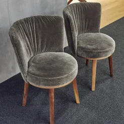 2er Set Stuhl Polo Cocktail Stoff Emilia B-121 Untergestell Nussbaum Geölt Mit Drehfunktion Und Rückholmechanik