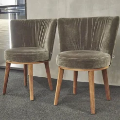 2er Set Stuhl Polo Cocktail Stoff Emilia B-121 Untergestell Nussbaum Geölt Mit Drehfunktion Und Rückholmechanik