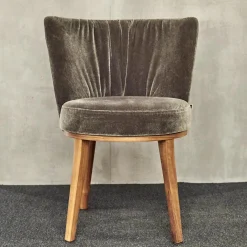 2er Set Stuhl Polo Cocktail Stoff Emilia B-121 Untergestell Nussbaum Geölt Mit Drehfunktion Und Rückholmechanik