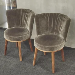 2er Set Stuhl Polo Cocktail Stoff Emilia B-121 Untergestell Nussbaum Geölt Mit Drehfunktion Und Rückholmechanik