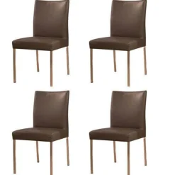 4-er Set Stuhl Pose -E Leder Tendens Farbe LD 1200 Graniet Gestell Edelstahl