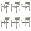 8er Set Stuhl Quadux Stoff Sunbrella Smoke 7001 Gestell Edelstahl