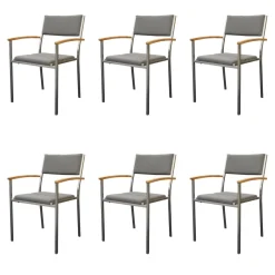 8er Set Stuhl Quadux Stoff Sunbrella Smoke 7001 Gestell Edelstahl