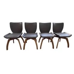 4er Set Stuhl Rasant Leder 2 03 Elephant Grau Gestell Knorrige Eiche Natur Geölt Inklusive Drehfunktion Mit Rückholfunktion