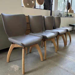 4er Set Stuhl Rasant Leder 2 03 Elephant Grau Gestell Knorrige Eiche Natur Geölt Inklusive Drehfunktion Mit Rückholfunktion