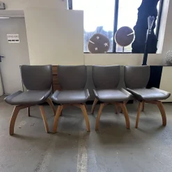 4er Set Stuhl Rasant Leder 2 03 Elephant Grau Gestell Knorrige Eiche Natur Geölt Inklusive Drehfunktion Mit Rückholfunktion