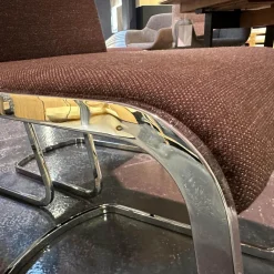 3-er Set Stuhl S1 Leder-Stoff-Kombination Außen Leder Schlamm Innen Stoff Gestell Stahl Verchromt Glänzend