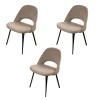 3er Set Stuhl Saarinen Konferenz Stoff Colorado Schlamm Beige Braun Gestell Eiche Auf Ebenholz