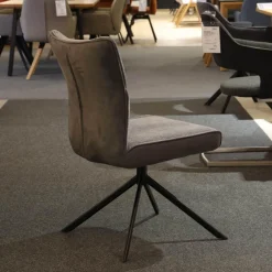 6er Set Stuhl Setubal Vintagelook Dunkelgrau Und Olive Grün Gestell Oval Schwarz Matt Lackiert