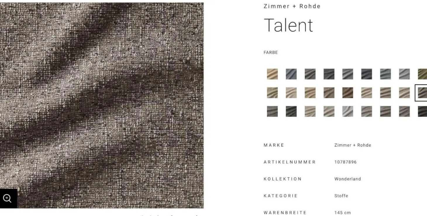 2er Set Stuhl Sheru 1430 C Stoff Talent 10787896 Grau Rücken Leder Rodeo Soft 1417 Pebble Grau Braun Füße Eiche Alurahmen Schwarz