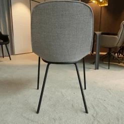 2er Set Stuhl Sheru Stoff Gaia 7891 Platin Grau 4 Bein Untergestell Matt Pulverbeschichtet Schwarz