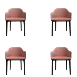 4er Set Stuhl Softshell Chair Bezug Stoff Plano 16 Dunkelrot Vierbein Gestell Basic Dark 20 Schwarz