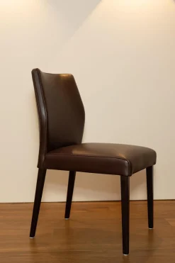 2er Set Stuhl Toga Leder Genuin Mokka Braun Füße Buche Wenge Gebeizt