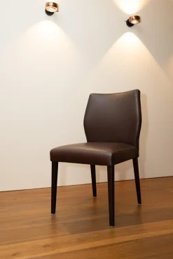 2er Set Stuhl Toga Leder Genuin Mokka Braun Füße Buche Wenge Gebeizt