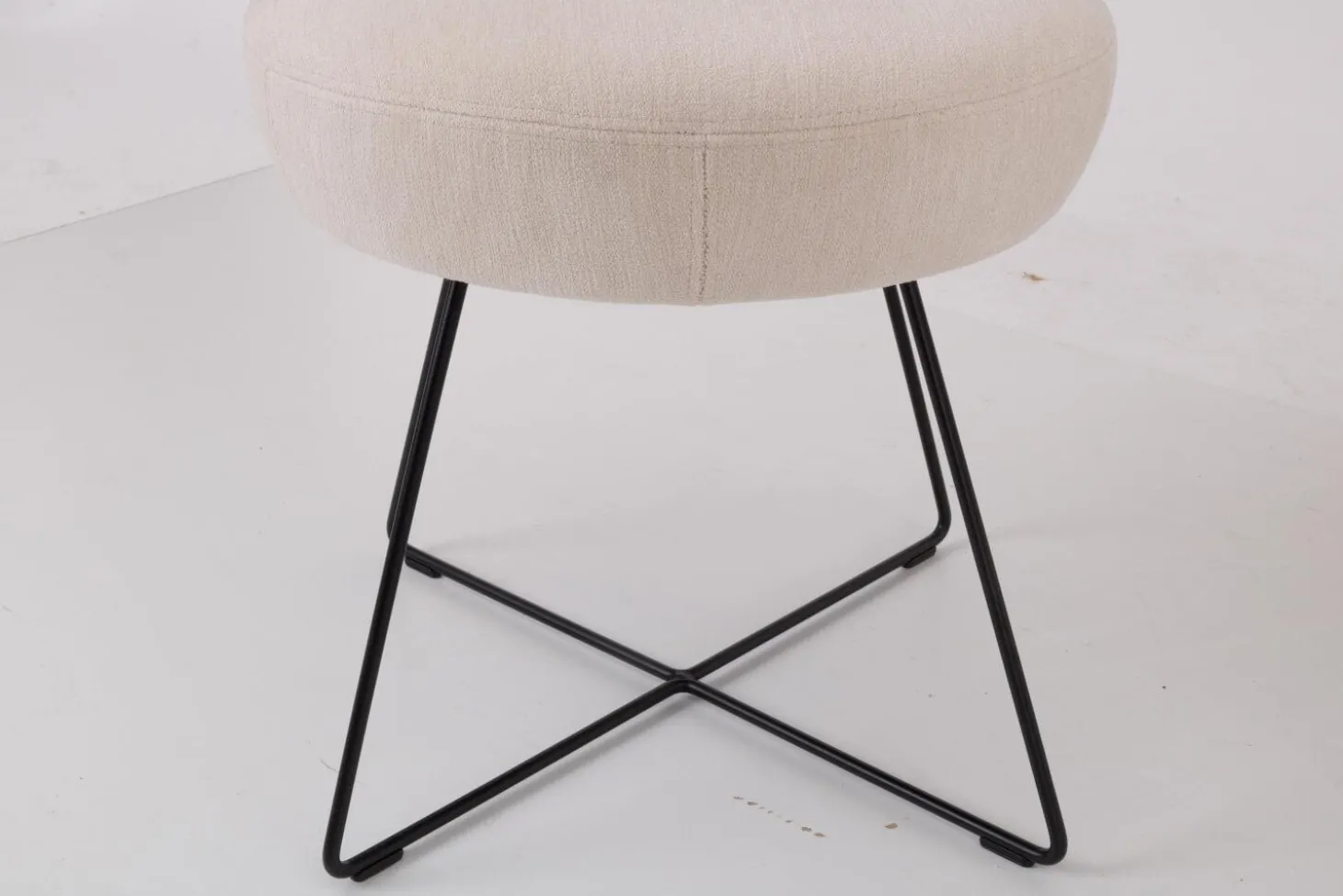 3er Set Stuhl Trick Stoff U2382G Weiß Beige Gestell Draht Schwarz Inklusive Drehbeschlag