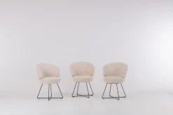 3er Set Stuhl Trick Stoff U2382G Weiß Beige Gestell Draht Schwarz Inklusive Drehbeschlag