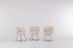 3er Set Stuhl Trick Stoff U2382G Weiß Beige Gestell Draht Schwarz Inklusive Drehbeschlag
