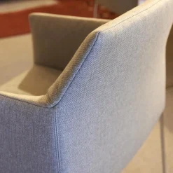 4er Set Stuhl Trient Stoff 10 113 London Dess Milchkaffe Grau Weiß Gestell Chrom Glanz